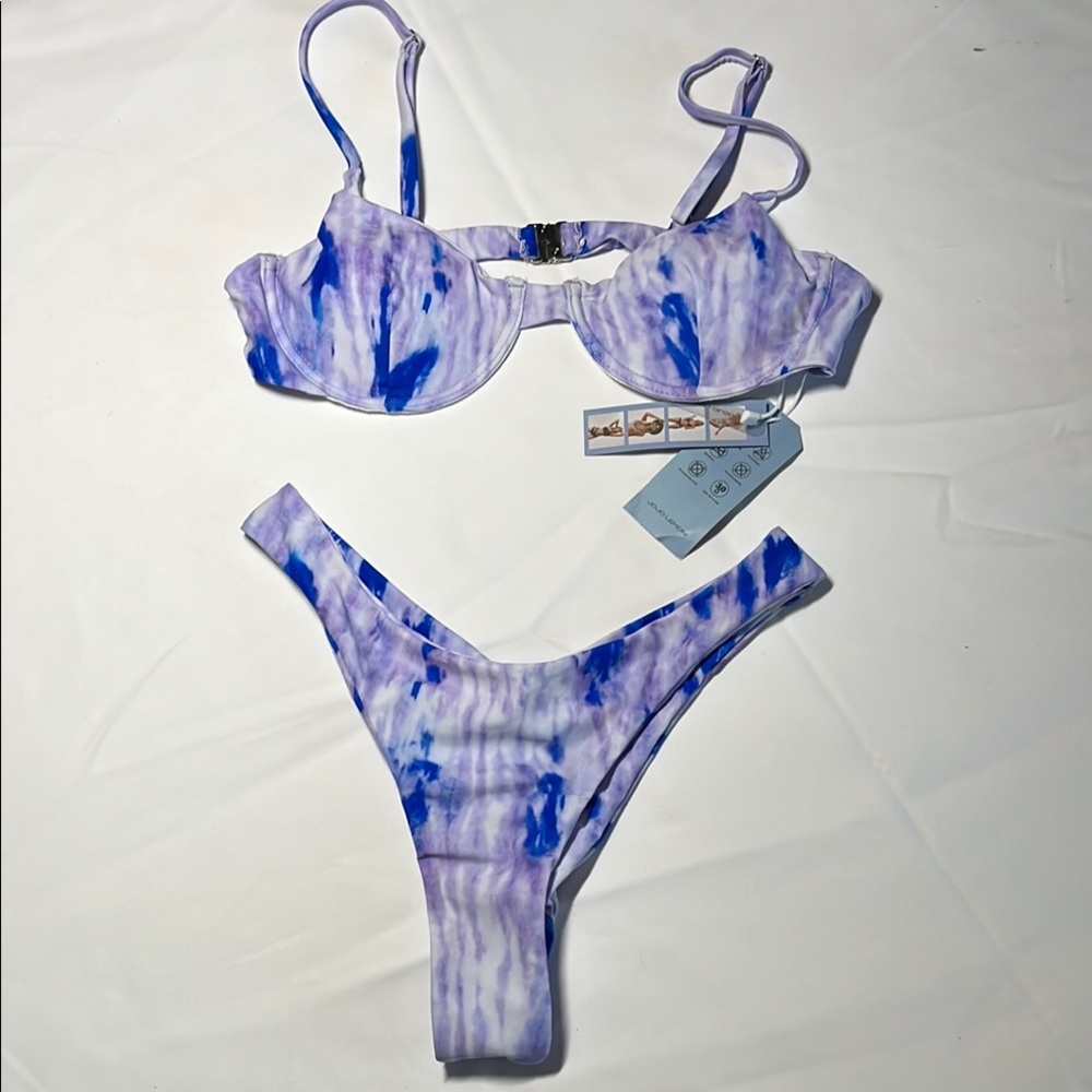 Purple and Blue Tie-Dye Bikini Set